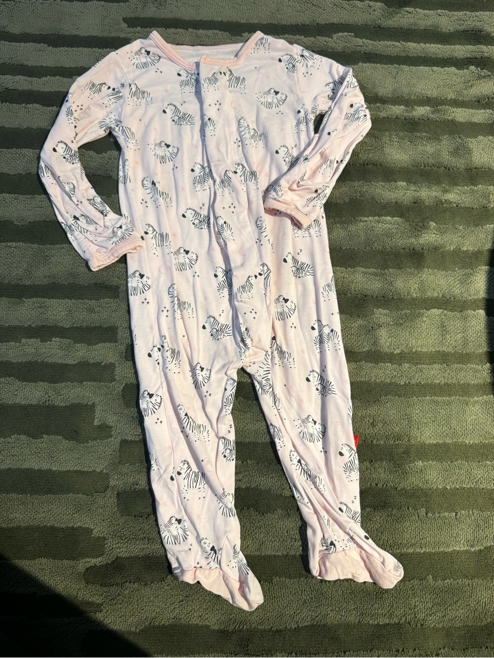 Magnetic Me Pink Zebra-Print Footed One-Piece Pajamas